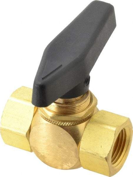 Specialty Mfr - 3/8" Pipe, Brass Standard Ball Valve - Inline - Two Way Flow, FNPT x FNPT Ends, Wedge Handle, 500 WOG - Exact Tool & Supply