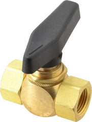 Specialty Mfr - 3/8" Pipe, Brass Standard Ball Valve - Inline - Two Way Flow, FNPT x FNPT Ends, Wedge Handle, 500 WOG - Exact Tool & Supply
