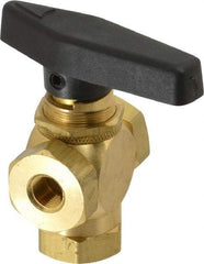 Specialty Mfr - 1/8" Pipe, Brass Standard Ball Valve - Three Way, FNPT x FNPT x FNPT Ends, Wedge Handle, 400 WOG - Exact Tool & Supply