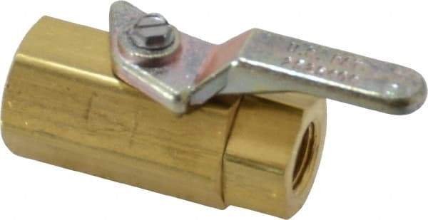 Specialty Mfr - 1/8" Pipe, Brass Standard Ball Valve - Inline - Two Way Flow, FNPT x FNPT Ends, Lever Handle, 500 WOG - Exact Tool & Supply