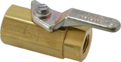 Specialty Mfr - 1/8" Pipe, Brass Standard Ball Valve - Inline - Two Way Flow, FNPT x FNPT Ends, Lever Handle, 500 WOG - Exact Tool & Supply
