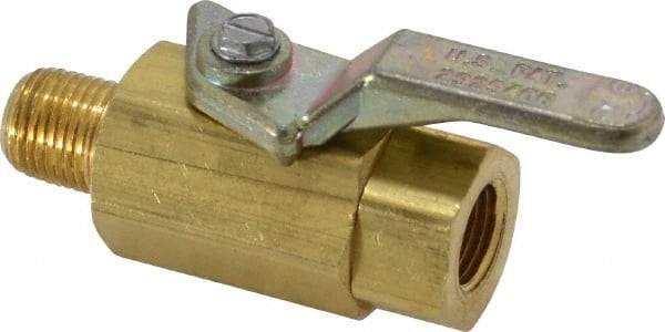 Specialty Mfr - 1/8" Pipe, Brass Standard Ball Valve - Inline - Two Way Flow, MNPT x FNPT Ends, Lever Handle, 500 WOG - Exact Tool & Supply