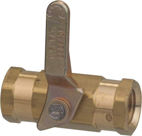 Specialty Mfr - 3/8" Pipe, Brass Standard Ball Valve - Inline - Two Way Flow, FNPT x FNPT Ends, Lever Handle, 500 WOG - Exact Tool & Supply