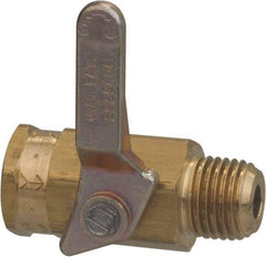 Specialty Mfr - 3/8" Pipe, Brass Standard Ball Valve - Inline - One Way Flow, MNPT x FNPT Ends, Lever Handle, 500 WOG - Exact Tool & Supply