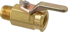 Specialty Mfr - 1/4" Pipe, Brass Standard Ball Valve - Inline - One Way Flow, MNPT x FNPT Ends, Lever Handle, 500 WOG - Exact Tool & Supply