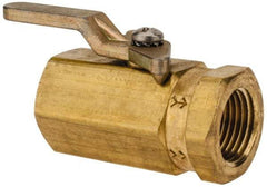 Specialty Mfr - 3/8" Pipe, Brass Standard Ball Valve - Inline - One Way Flow, FNPT x FNPT Ends, Lever Handle, 500 WOG - Exact Tool & Supply