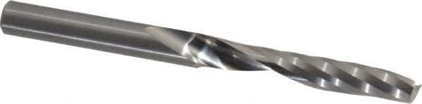 Onsrud - 1/4" Cutting Diam x 1-1/2" Length of Cut, 1 Flute, Upcut Spiral Router Bit - Uncoated, Right Hand Cut, Solid Carbide, 3" OAL x 1/4" Shank Diam, Single Edge, 21° Helix Angle - Exact Tool & Supply