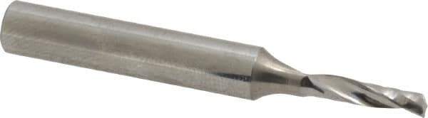 Onsrud - 1/8" Cutting Diam x 1/2" Length of Cut, 1 Flute, Upcut Spiral Router Bit - Uncoated, Right Hand Cut, Solid Carbide, 2" OAL x 1/4" Shank Diam, Single Edge, 21° Helix Angle - Exact Tool & Supply