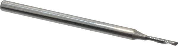 Onsrud - 1/16" Cutting Diam x 1/4" Length of Cut, 1 Flute, Downcut Spiral Router Bit - Uncoated, Right Hand Cut, Solid Carbide, 2" OAL x 1/8" Shank Diam, Single Edge, 21° Helix Angle - Exact Tool & Supply