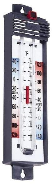 Taylor - -40 to 120°F, Min and Max Thermometer - 5 Inch Long x 4-3/8 Inch Wide, Push Button Reset Thermometer - Exact Tool & Supply