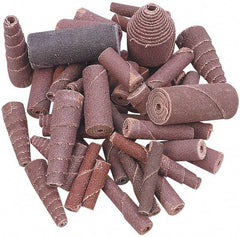 Merit Abrasives - 1-1/2" Long x 5/8" Diam, Aluminum Oxide, Full Taper Cartridge Roll - 60 Grit, 1/8" Pilot Hole Diam, Medium Grade - Exact Tool & Supply
