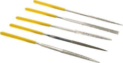 Value Collection - 5 Piece Diamond Pattern File Set - 5-1/2" Long, Coarse Coarseness, Set Includes Flat, Round, Square, Three Square - Exact Tool & Supply
