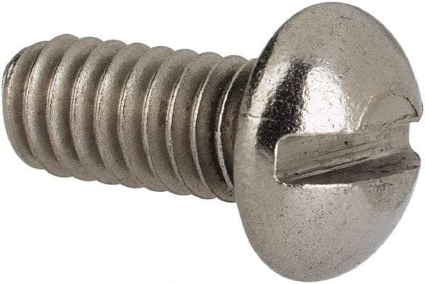 Value Collection - #8-32 UNC, 3/8" Length Under Head Slotted Drive Machine Screw - Round Head, Grade 316 Stainless Steel, Uncoated, Without Washer - Exact Tool & Supply