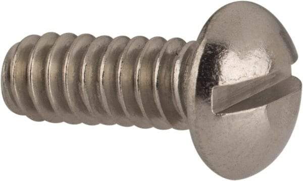 Value Collection - #10-24 UNC, 1/2" Length Under Head Slotted Drive Machine Screw - Round Head, Grade 316 Stainless Steel, Uncoated, Without Washer - Exact Tool & Supply