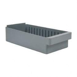 Quantum Storage - 28 Lb. Load Capacity, 17-5/8" Deep, Gray High-Impact Polystyrene Drawer Bin - 4-5/8" High x 8-3/8" Wide x 17-5/8" Long - Exact Tool & Supply