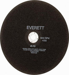 Everett - 14" Aluminum Oxide Cutoff Wheel - 1/8" Thick, 1" Arbor, Use with Gas Powered Saws - Exact Tool & Supply