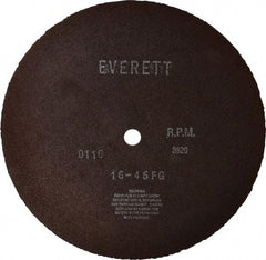 Everett - 16" Aluminum Oxide Cutoff Wheel - 5/32" Thick, 1" Arbor, Use with Gas Powered Saws - Exact Tool & Supply