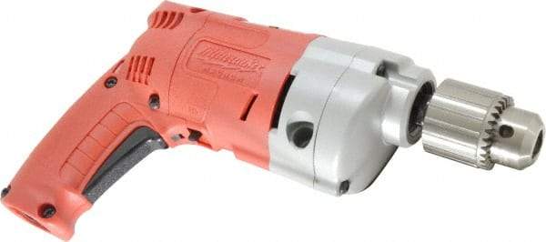 Milwaukee Tool - 1/2" Keyed Chuck, 950 RPM, Pistol Grip Handle Electric Drill - 5.5 Amps, 120 Volts, Reversible, Includes 1/2" Magnum Drill, Chuck Key with Holder, Side Handle - Exact Tool & Supply