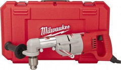Milwaukee Tool - 1/2" Keyed Chuck, 500 RPM, D-Handle Electric Drill - 7 Amps, 120 Volts, Reversible, Includes 3/16" Socket Wrench, 9/16" Open End Wrench, RAD Assembly, Side Handle - Exact Tool & Supply