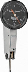 TESA Brown & Sharpe - 0.03 Inch Range, 0.0005 Inch Dial Graduation, Horizontal Dial Test Indicator - 1 Inch Black Dial, 0-15-0 Dial Reading - Exact Tool & Supply