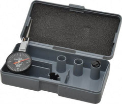 TESA Brown & Sharpe - 0.02 Inch Range, 0.0005 Inch Dial Graduation, Horizontal Dial Test Indicator - 1 Inch Black Dial, 0-10-0 Dial Reading - Exact Tool & Supply