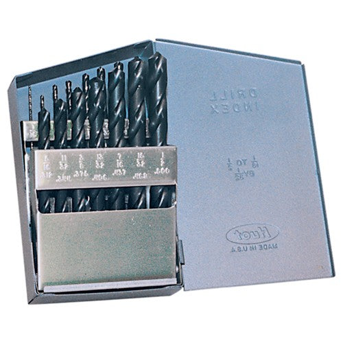 ‎1/16-1/2 RHS / RHC HSS 135 Degree Split Point Heavy Duty Jobber Length Drill Set - Steam Oxide - Exact Tool & Supply