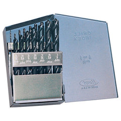 ‎1/16-1/2 RHS / RHC HSS 135 Degree Split Point Heavy Duty Jobber Length Drill Set - Steam Oxide - Exact Tool & Supply