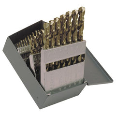 ‎1/16-1/2 RHS / RHC HSS-CO 8% (M42) 135 Degree Split Point NAS907 Type J Heavy Duty Cobalt Jobber Length Drill Set - Straw / Gold Oxide - Exact Tool & Supply