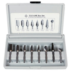 8 Piece Solid Carbide Bur Set - Includes: SA–5, SC–5, SF–5, SG–5, SM–5, SE–5, SL–4, SD–5 - Exact Tool & Supply