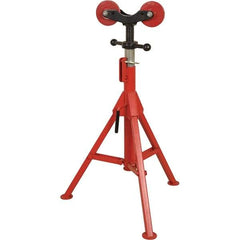 Rothenberger - 1/2" to 16" Pipe Capacity, Folding Pipe Stand with 2 Roller Head - 27" to 50" High, 2,500 Lb Capacity - Exact Tool & Supply