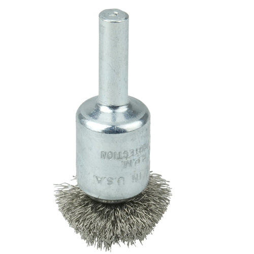1″ Circular Flared Crimped Wire End Brush, .008″ Stainless Steel Fill - Exact Tool & Supply