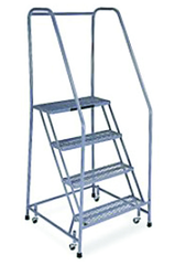 Model 1000; 4 Steps; 30 x 31'' Base Size - Steel Mobile Platform Ladder - Exact Tool & Supply