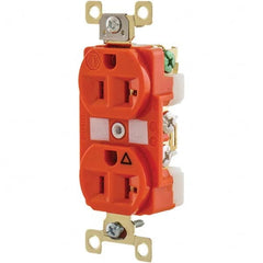 Bryant Electric - Straight Blade Receptacles; Receptacle Type: Duplex Receptacle ; Grade: Industrial ; Color: Orange ; NEMA Configuration: 5-20R ; Amperage: 20 ; Voltage: 125 V - Exact Tool & Supply