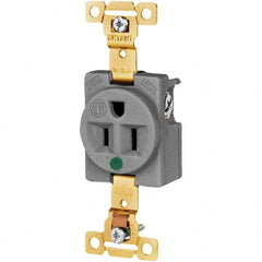 Bryant Electric - Straight Blade Receptacles; Receptacle Type: Single Receptacle ; Grade: Hospital ; Color: Gray ; NEMA Configuration: 5-15R ; Amperage: 15 ; Voltage: 125 V - Exact Tool & Supply