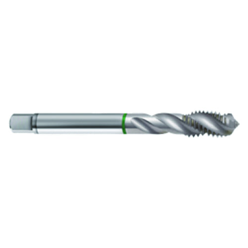 ‎M6 × 1.0 3FL 6H Cobalt Spiral Flute Semi-Bott Green Ring Tap-Bright-40 Degree Helix - Exact Tool & Supply