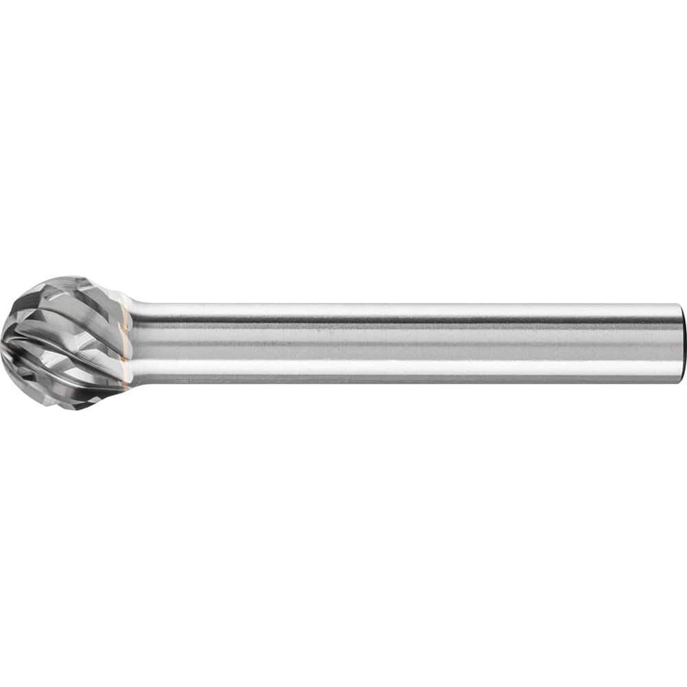 PFERD - SD-3, 3/8" Cut Diam, 1/4" Shank Diam, Carbide No End Cut Ball Burr - Exact Tool & Supply