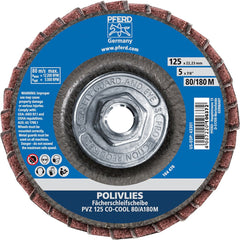 PFERD - Flap Discs; Abrasive Type: Coated & Non-Woven Combo ; Flap Disc Type: Compact ; Disc Diameter (Inch): 5 ; Abrasive Material: Ceramic Oxide ; Grit: 80 ; Attaching System: Hub - Exact Tool & Supply