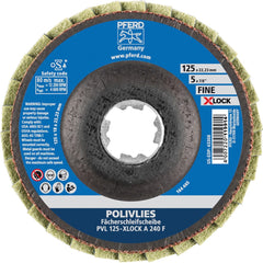 PFERD - Flap Discs; Abrasive Type: Non-Woven ; Flap Disc Type: Compact ; Disc Diameter (Inch): 5 ; Abrasive Material: Aluminum Oxide ; Grit: 240 ; Attaching System: Quick Change X-Lock - Exact Tool & Supply