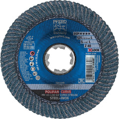 PFERD - Flap Discs; Abrasive Type: Coated ; Flap Disc Type: Compact ; Disc Diameter (Inch): 5 ; Abrasive Material: Zirconia Alumina ; Grit: 40 ; Attaching System: Quick Change X-Lock - Exact Tool & Supply
