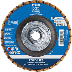 PFERD - Flap Discs; Abrasive Type: Coated & Non-Woven Combo ; Flap Disc Type: Compact ; Disc Diameter (Inch): 4-1/2 ; Abrasive Material: Ceramic Oxide ; Grit: 60 ; Attaching System: Hub - Exact Tool & Supply