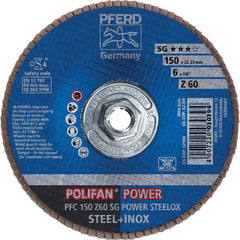 PFERD - Flap Discs; Abrasive Type: Coated ; Flap Disc Type: Type 29 ; Disc Diameter (Inch): 6 ; Abrasive Material: Zirconia Alumina ; Grit: 60 ; Attaching System: Threaded Hole - Exact Tool & Supply