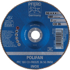 PFERD - Flap Discs; Abrasive Type: Coated ; Flap Disc Type: Type 29 ; Disc Diameter (Inch): 7 ; Abrasive Material: Ceramic Oxide ; Grit: 36 ; Attaching System: Arbor - Exact Tool & Supply