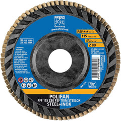 Flap Disc: 7/8″ Hole, 80 Grit, Zirconia Alumina, Type 27 Coated, Fiber-Backed, 13,300 RPM