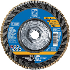 PFERD - Flap Discs; Abrasive Type: Coated ; Flap Disc Type: Type 27 ; Disc Diameter (Inch): 4-1/2 ; Abrasive Material: Zirconia Alumina ; Grit: 60 ; Attaching System: Threaded Hole - Exact Tool & Supply