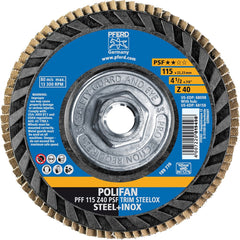 PFERD - Flap Discs; Abrasive Type: Coated ; Flap Disc Type: Type 27 ; Disc Diameter (Inch): 4-1/2 ; Abrasive Material: Zirconia Alumina ; Grit: 40 ; Attaching System: Threaded Hole - Exact Tool & Supply