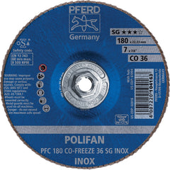 PFERD - Flap Discs; Abrasive Type: Coated ; Flap Disc Type: Type 29 ; Disc Diameter (Inch): 7 ; Abrasive Material: Ceramic Oxide ; Grit: 36 ; Attaching System: Threaded Hole - Exact Tool & Supply