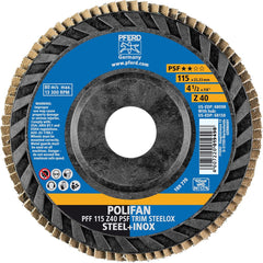 PFERD - Flap Discs; Abrasive Type: Coated ; Flap Disc Type: Type 27 ; Disc Diameter (Inch): 4-1/2 ; Abrasive Material: Zirconia Alumina ; Grit: 40 ; Attaching System: Arbor - Exact Tool & Supply