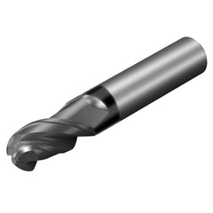 Sandvik Coromant - 1/2" Diam, 1" LOC, 3 Flute Solid Carbide Ball End Mill - Exact Tool & Supply