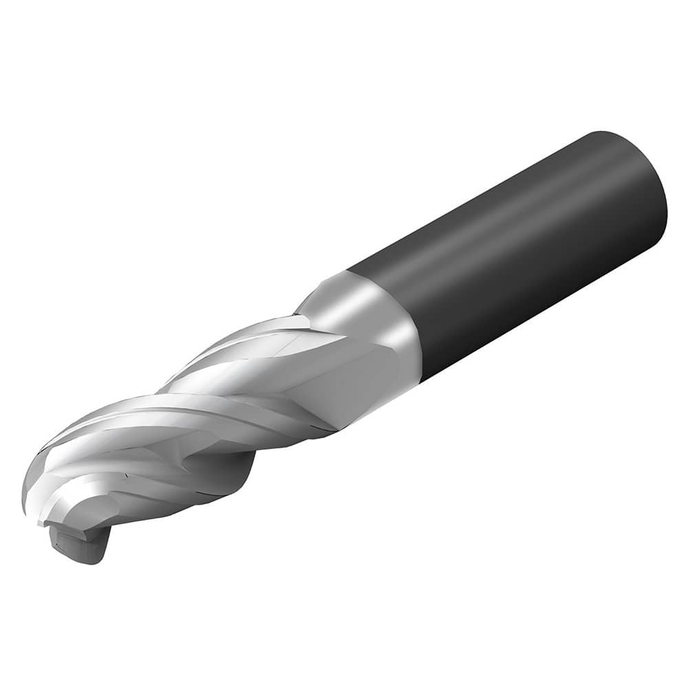 Sandvik Coromant - 1" Diam, 2" LOC, 3 Flute Solid Carbide Ball End Mill - Exact Tool & Supply