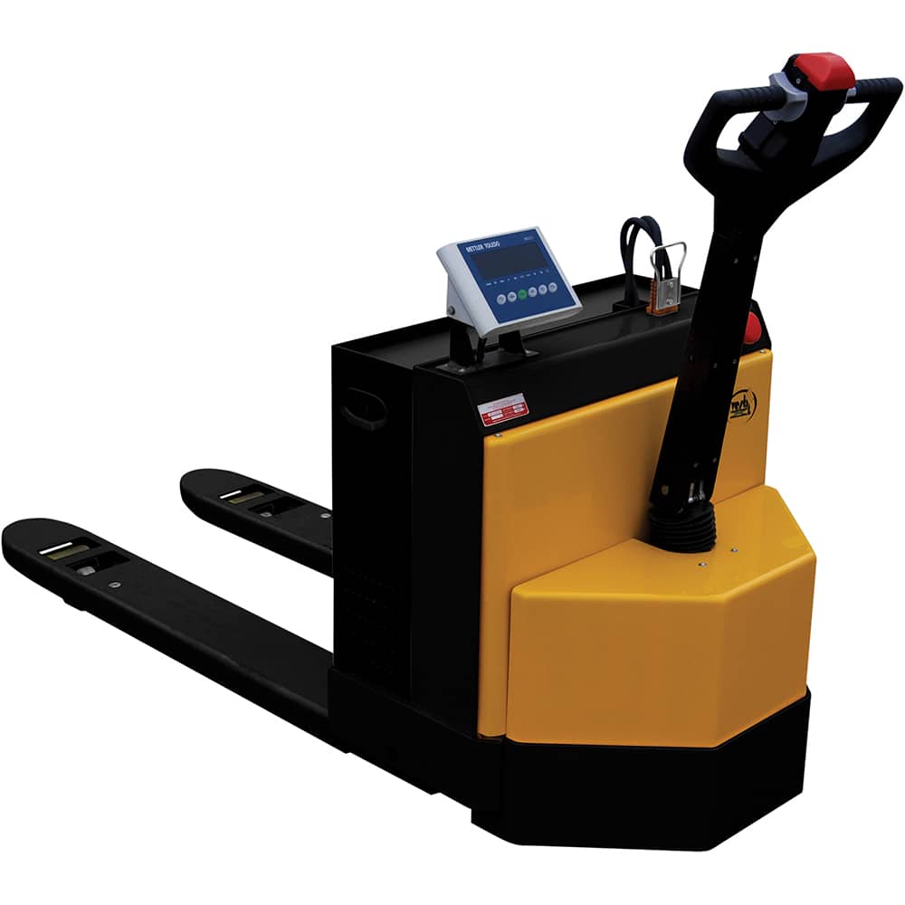 Vestil - Pallet Trucks/Jacks; Type: Electric Pallet Truck ; Load Capacity (Lb.): 4500.000 ; Overall Width (Inch): 30-1/4 ; Length of Forks (Inch): 48 ; Fork Width (Inch): 27 ; Low Height (Inch): 3-3/8 - Exact Tool & Supply